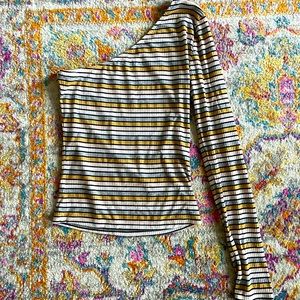 Striped one sleeve shirt